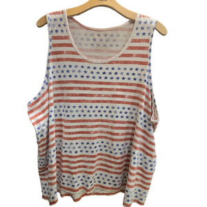 Women's Liberty Blues American Flag Tank Top 3X White Red